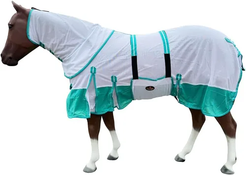 Miniatura 48 de HILASON Hoja de mosca de caballo con protección UV, malla transpirable, mosquito, primavera, alfombra de caballo de verano, alfombra de mosca