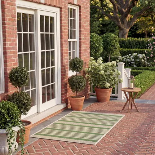 Miniatura 71 de SAFAVIEH Courtyard Collection - Alfombra decorativa, 2.3 x 5 pies, beige y verde oscuro, para interior/exterior, resistente a la intemperie