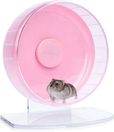 Miniatura 31 de Niteangel - Ruedas de ejercicio supersilenciosas para hámster, con soporte ajustable, para ratones, jerbos u otros animales pequeños