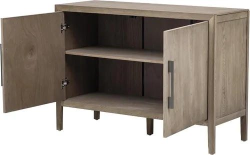 Miniatura 4 de Merax Aparador de buffet de madera moderna con 2 puertas, armario de almacenamiento independiente de estilo casa de campo, mesa consola para sala