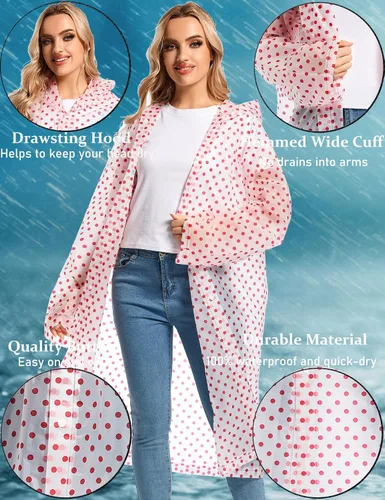 Miniatura 13 de 2 abrigos de lluvia de Borogo para adultos, chaquetas de lluvia reutilizables para hombres y mujeres