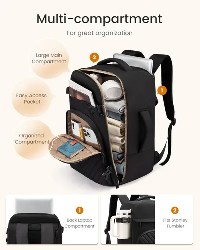 Miniatura 3 de LOVEVOOK Mochila de viaje para mujeres y hombres, bolsa de viaje para artículos personales de la TSA para laptop de 17.3 pulgadas aprobada por