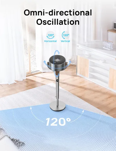 Miniatura 4 de Dreo - Ventilador de pie, oscilación inteligente de 120°+120°, ventiladores de piso con control Wi-Fi/por voz, ventilador de 90 pies