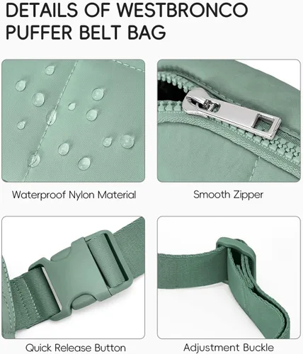 Miniatura 125 de WESTBRONCO Riñoneras para mujeres y hombres, bolsa para cinturón con bolsillos con cremallera, riñoneras modernas, bolsas cruzadas ligeras de 1