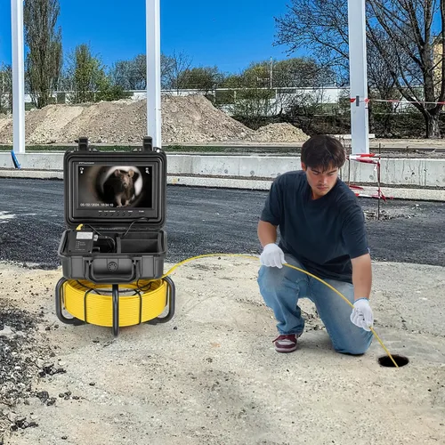 Miniatura 9 de Cámara de alcantarillado VEVOR, 98 pies/30m, cámara de inspección de drenaje autonivelante con pantalla HD 1080P de 9", zoom 36X, cámara de plomería