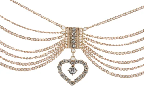Miniatura 9 de TFJ - Pulsera de cadena para botas de moda occidental para mujer, diseño de metal dorado, con dije de corazón