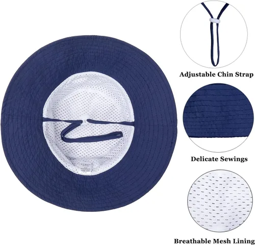 Miniatura 4 de Sombrero de sol para bebé de verano UPF 50+, sombrero de pescador de ala ancha, sombreros de playa para bebés niños y niñas de 0 a 6 años