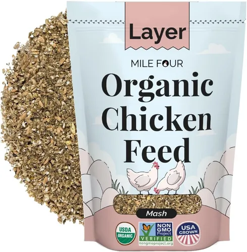 Miniatura 13 de Mile Four Alimento orgánico para pollo: capa de grano entero, sin OMG, cultivado en EE. UU., 16% de proteínas, sin maíz, sin soja, alimento