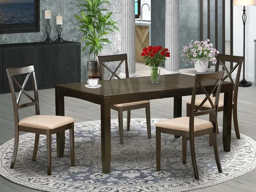 Miniatura 2 de East West Furniture LYBO5-CAP-C - Juego de mesa de comedor de 5 piezas, incluye una mesa de cocina rectangular con hojas de mariposa y 4 sillas