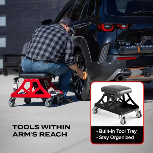 Miniatura 6 de Vyper Low Pro - Taburete de garaje con asiento extraíble para mecánicos, automoción, bricolaje, silla de taller con ruedas de capacidad de 400