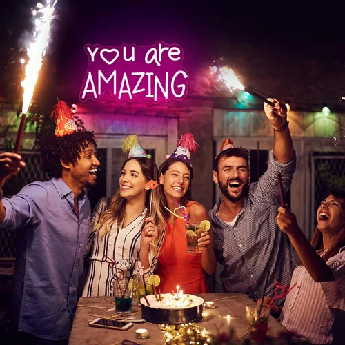 Miniatura 6 de Retisee Letrero de luz LED de neón rosa con texto en inglés "You Are Amazing ", regulable para habitación de niñas, dormitorio, bar, bar, club