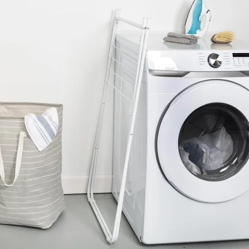Miniatura 5 de Honey-Can-Do Estante de secado de ropa plegable de metal, estante plegable para ropa con capacidad para 40 libras, diseño apto para colgar con patas