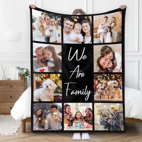 Miniatura 13 de Gowelly Manta personalizada con imagen, manta personalizada con fotos para adultos, niños, familia, mejores amigos en cumpleaños, Navidad, boda