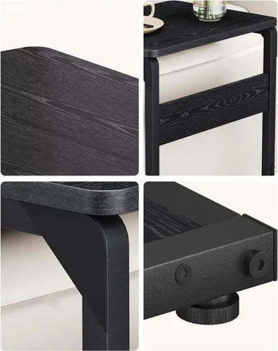 Miniatura 8 de Mesa con pedestal de madera para comer en el sofá, mesas deslizantes debajo de la mesa, mesa auxiliar pequeña para sofá, mesita de noche, bandeja