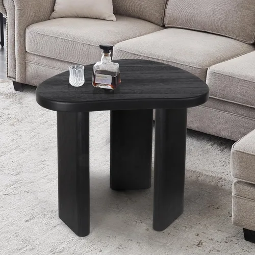 Oakrain Mesas auxiliares negras, mesa auxiliar de madera para sofá cama, mesita de noche moderna para dormitorio, mesa de centro pequeña para sala