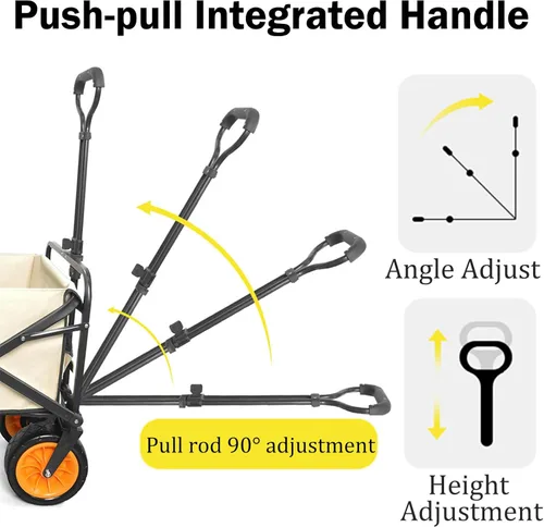 Miniatura 3 de Bgarden Carts,Collapsible Wagon,Sports Outdoor Utility Wagon Folding Garden Wagon Sports Steel Frame Foldable Yard Car Universal Wheel with Brake