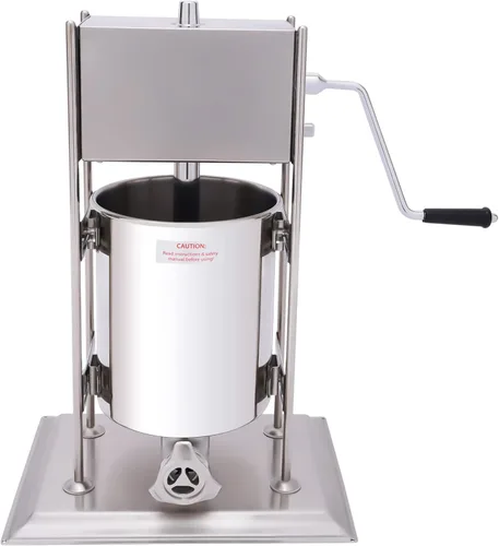 Miniatura 5 de Máquina manual para hacer churros de 10 L, kit de fabricación de churro de acero inoxidable incluye 4 boquillas, relleno de salchichas 2 en 1