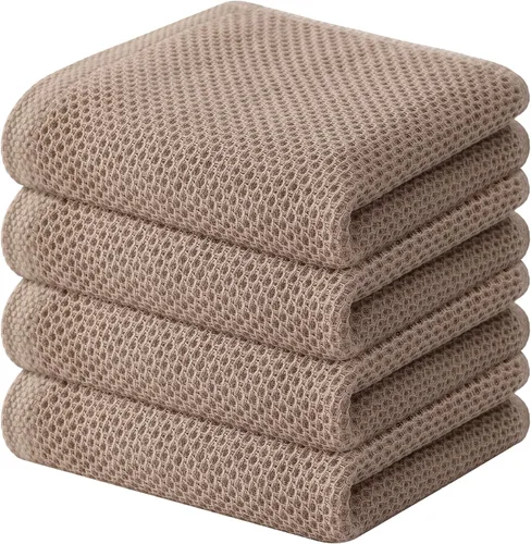Miniatura 57 de Kitinjoy - Paños de cocina de 100 % algodón, tela de tejido gofrado, paño de limpieza ultrasuave, absorbente y de secado rápido. Gris Oscuro