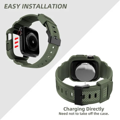 Miniatura 3 de OROBAY Correa resistente compatible con Apple Watch Band de 1.614 pulgadas, 1.575 pulgadas, 1.496 pulgadas con funda, correa a prueba de golpes