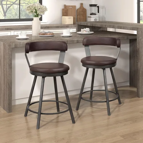 Miniatura 16 de Lexicon Ruthie - Juego de 2 taburetes giratorios para encimera de cocina con respaldo, 25.5 pulgadas de altura de asiento de 25.5 pulgadas, sillas