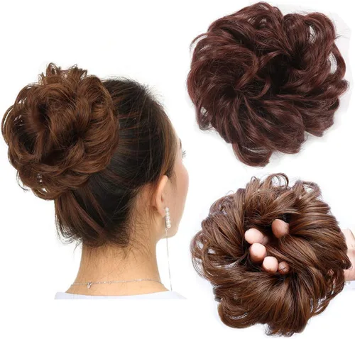 Miniatura 8 de Cabello sintético despeinado, grueso, extensiones para coleta, cabello recogido