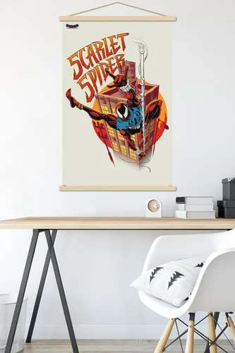 Miniatura 5 de Trends International Marvel Spider-Man: Across The Spider-Verse - Póster de pared de araña escarlata con marco magnético Juego de perchas de madera
