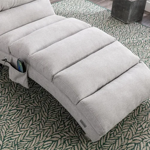 Miniatura 7 de Sillón de masaje, sofá reclinable eléctrico de lino con control remoto, silla tapizada con función de masaje y calor lumbar para oficina o sala