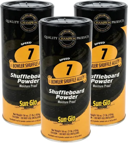 Sun-Glo Speed 7 (Shuffle Alley) Shuffleboard Powder – La clasificación de arena más lenta para mesas de 9 pies y juegos de arcade – 16 oz Shaker Can
