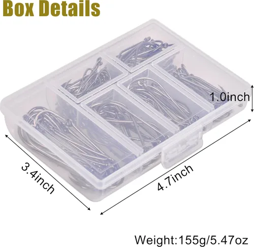 Miniatura 6 de Kits de anzuelos de pesca de acero de alto carbono, ganchos de púas de agua salada, soporte de cebo de pico de mango largo, anzuelos de cebo vivo