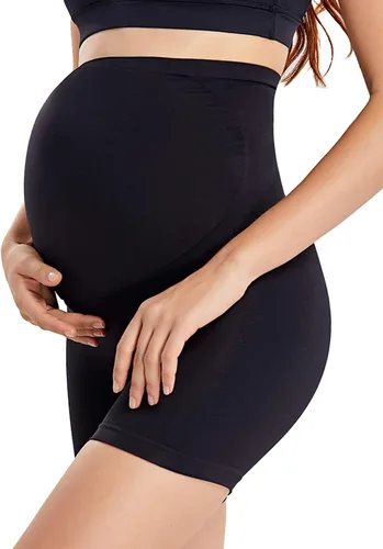 Gratlin Fajas de maternidad sin costuras para mujer, pantalones cortos de embarazo, bragas de cintura alta, ropa interior a medio muslo
