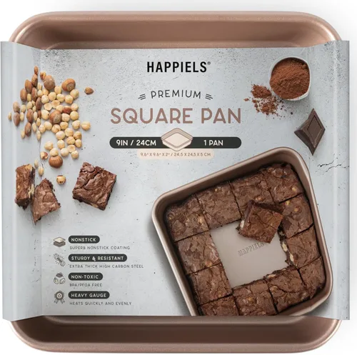 Miniatura 16 de HAPPIELS - Sartén antiadherente de 9 pulgadas para tartas con fondo extraíble Lata de tarta y quiche estriada libre de PFOA y BPA, no tóxica