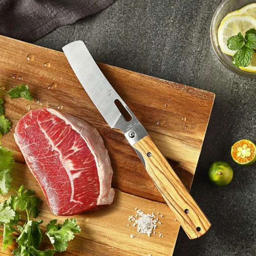Miniatura 4 de SENBON Cuchillo de chef plegable de bolsillo ultra afilado de acero inoxidable 440A, cuchillo de utilidad para pelar, cuchillo de fruta, mango