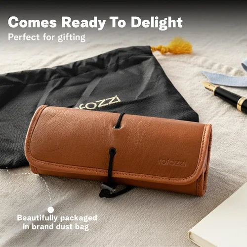 Miniatura 6 de rofozzi Bolsa de cuero Tech, soporte para pasaporte para viajes, organizador de cables, bolsillos de malla con cremallera para unidad USB, teléfono
