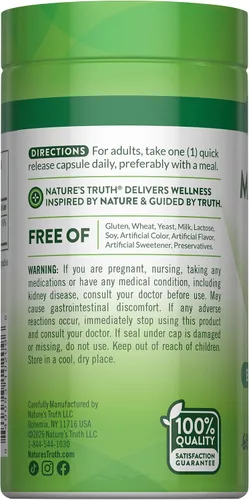 Miniatura 7 de Cápsulas de óxido de magnesio de 500 mg 90 unidades Suplemento de alta resistencia sin OMG y sin gluten por Nature's Truth