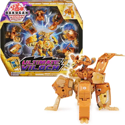 Bakugan Ultimate Viloch, Bakugan exclusivo 7 en 1, incluye BakuCores y tarjetas de intercambio, figura de acción coleccionable Geogan Rising para