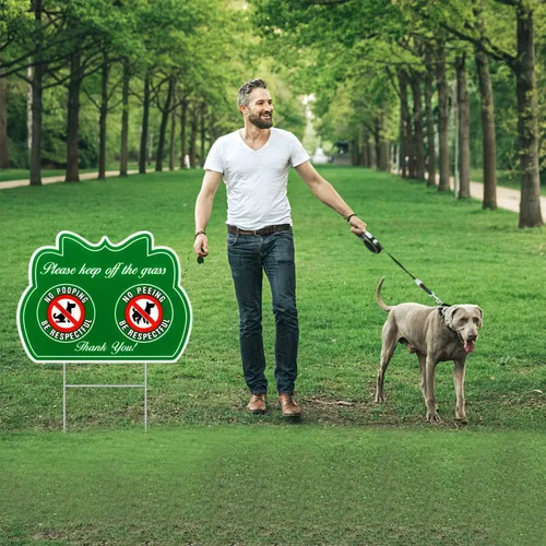 Miniatura 6 de Letrero de perro de No Peeing/Pooping Be Respectful, letrero con estacas en H de alambre de metal, 12 x 9 pulgadas, resistente a los rayos UV