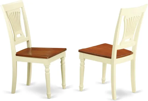 Miniatura 5 de East West Furniture PVC-BLK-W Plainville - Sillas de comedor de madera con respaldo elegante, juego de 2, color negro y cereza