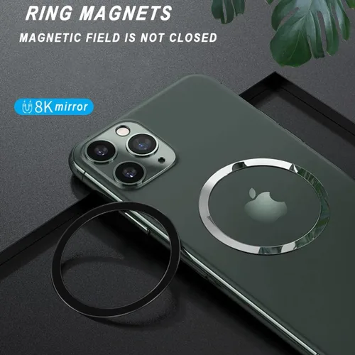 Miniatura 5 de 12 calcomanías universales de anillo de metal compatibles con MagSafe de carga inalámbrica magnética para iPhone 17/16/15/14/13/12 Pro Mini Max