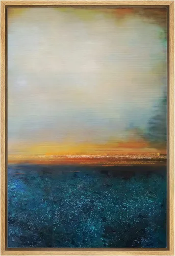 Miniatura 48 de SIGNWIN Lienzo enmarcado para pared, nubes blancas sobre el mar azul marino, pintura al óleo del océano costero, primer plano abstracto, moderno
