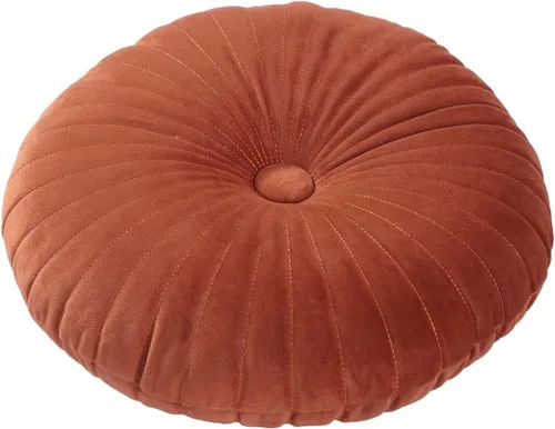 Miniatura 9 de HLOVME Cojín Redondo para Sofá de Terciopelo Cojín Decorativo Pequeño Color Sólido para Sala de Estar Cama Suelo 13.7", Beige