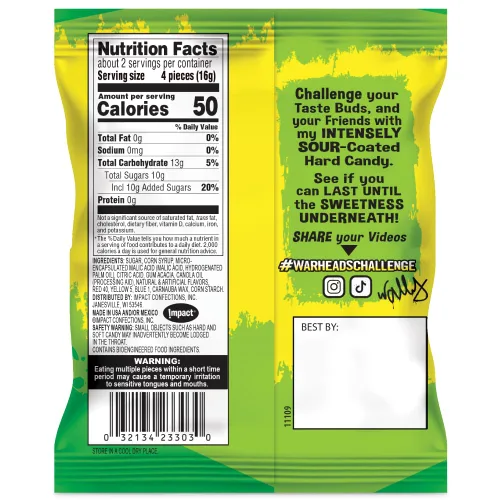 Miniatura 2 de WARHEADS - Extreme Sour Hard Candy - Sabores de manzana agria, cereza negra, frambuesa azul, limón y sandía - Bolsas de 1 onza - Paquete de 12