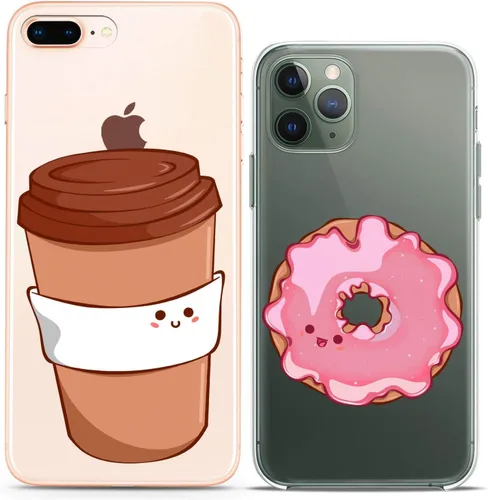 Miniatura 16 de Fundas a juego para parejas compatibles con iPhone 16 15 14 13 12 11 Pro Max Mini Xs X 6s 8 Plus 7+ Xr 10 SE 5 papel transparente cubierta delgada