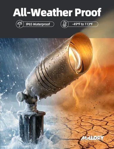 Miniatura 3 de MALORY Focos de Paisaje de Latón Paquete de 1 con Bombilla MR16(S02), Iluminación de Paisaje LED de Bajo Voltaje 12V Focos Direccionales