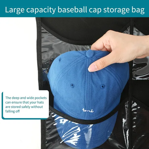 Miniatura 3 de Fixwal Organizador de sombreros para gorras de béisbol, 27 bolsillos sobre la puerta, estante para almacenamiento de pared de armario, colgador