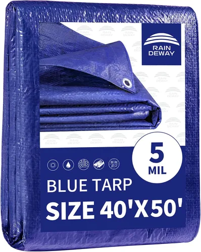 Miniatura 85 de RAINDEWAY Tarps - Lona impermeable de color azul de 4 x 16 pies de grosor, resistente a desgarros, multiusos, para techo, campamento, automóvil