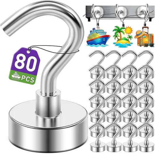 Miniatura 22 de Paquete de 12 ganchos magnéticos para cabañas de crucero 2026, vacaciones en la playa, 30 libras, imán resistente con gancho, ganchos magnéticos