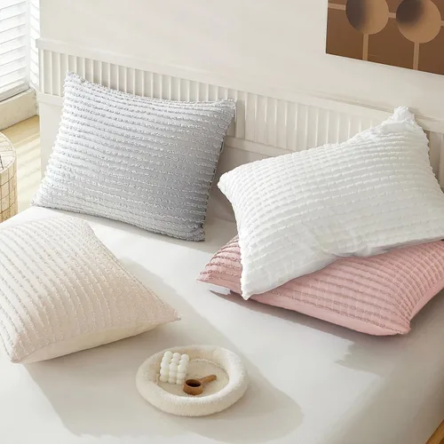 Miniatura 8 de WARMDERN - Fundas de almohada beige tamaño queen, fundas de almohada estándar, juego de 6 fundas de almohada de microfibra suave, textura boho