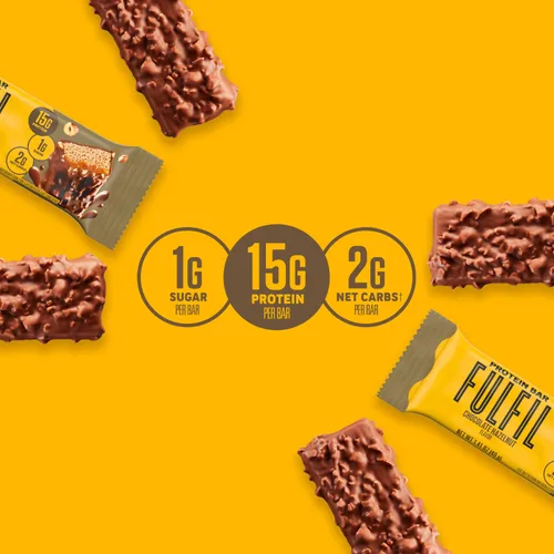 Miniatura 4 de FULFIL Barritas proteicas con sabor a avellana y chocolate, sin gluten, con 0.55 onzas de proteína, grapas de despensa, 12