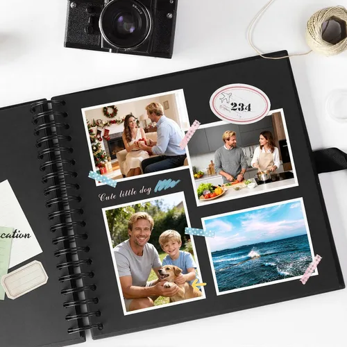 Miniatura 7 de Álbum de fotos INNOCHEER - Autoadhesivo 80 páginas negras, gran álbum de recortes para libro de visitas de boda, aniversario, viajes, recuerdos