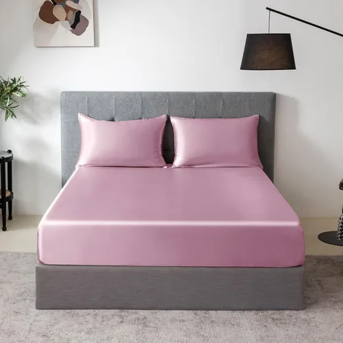 Miniatura 22 de THXSILK Juego de sábanas bajeras de 100% seda de morera, 3 piezas de seda 7A+, transpirable, suave, sábana bajera de 16 pulgadas de profundidad, 2